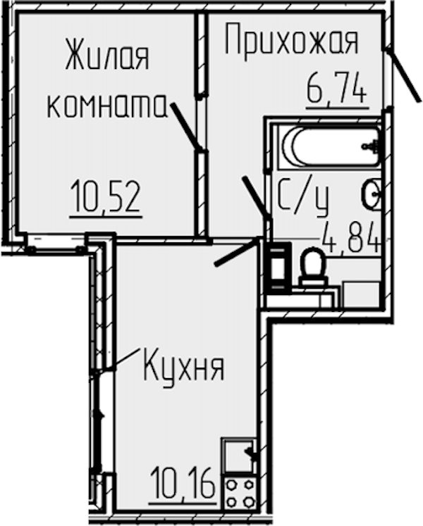 1-комнатная квартира 32.26 м², 3/8 эт., ЖК «SERTOLOVO PARK»